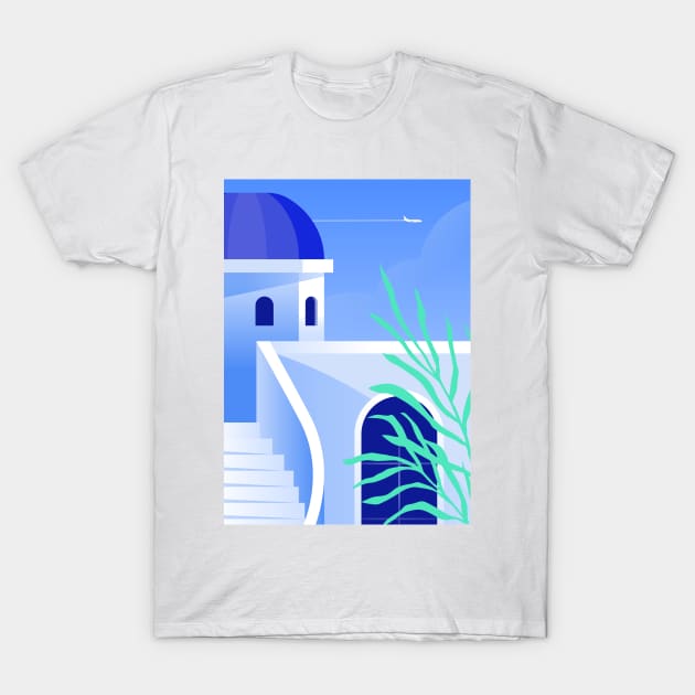 Boho travel art. Santorini, Greece #4 T-Shirt by GreekTavern